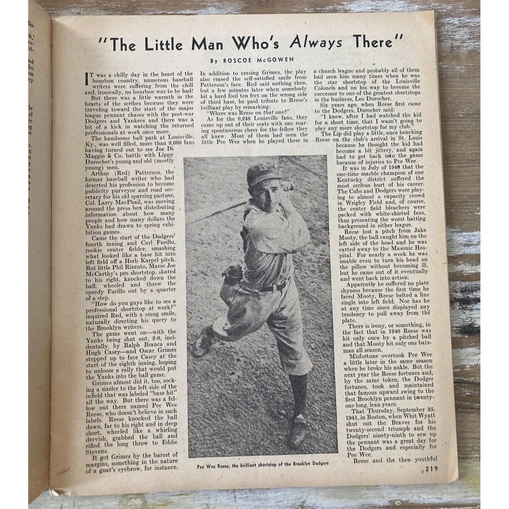 Vintage sports Baseball Magazine June 1946 Crash Davis Joe Dimaggio Tom Henrich